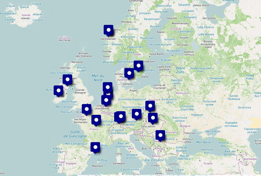 Map of Symposion member institutions in Europe